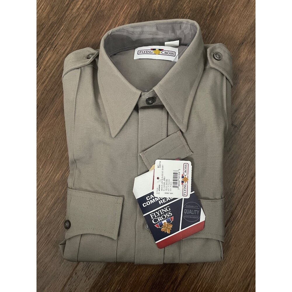 NWT Flying Cross Men's Deluxe Long Sleeve Shirt 15.0-34/35 Nickel Grey 45W66 - Picture 4 of 5